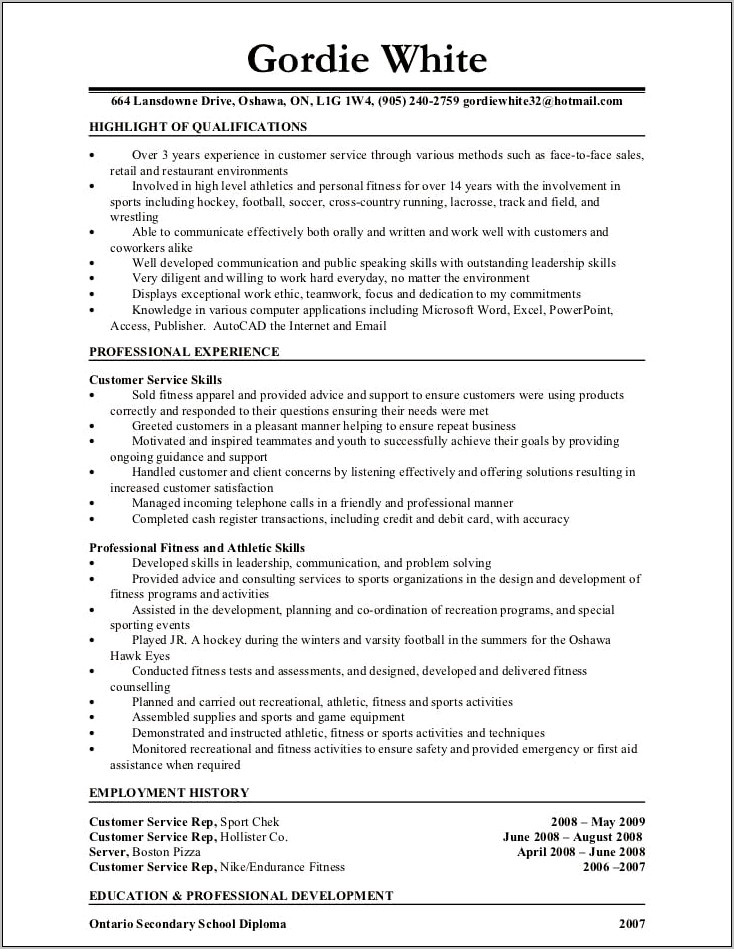 Personal Trainer Job Description For Resume