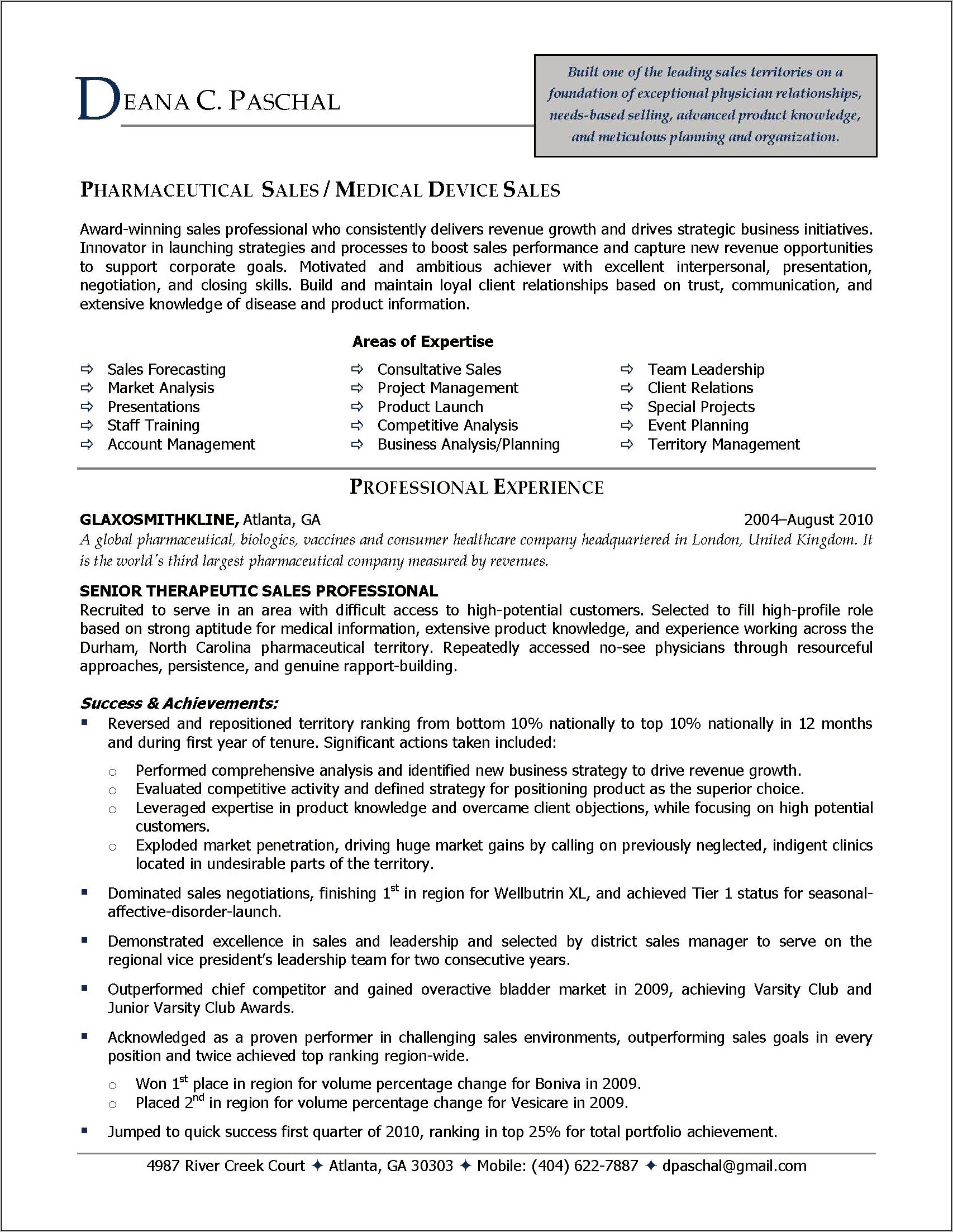 Pharmaceutical Resume Samples For Quality Control