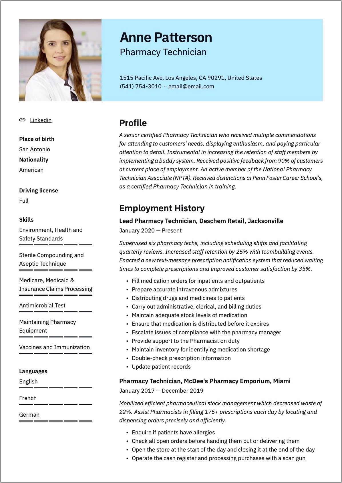 Pharmacy Third Party Billing Resume Examples