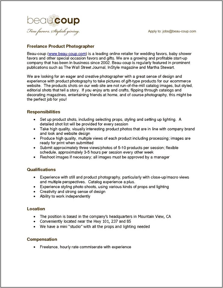 Photographer Resume Template Free Download