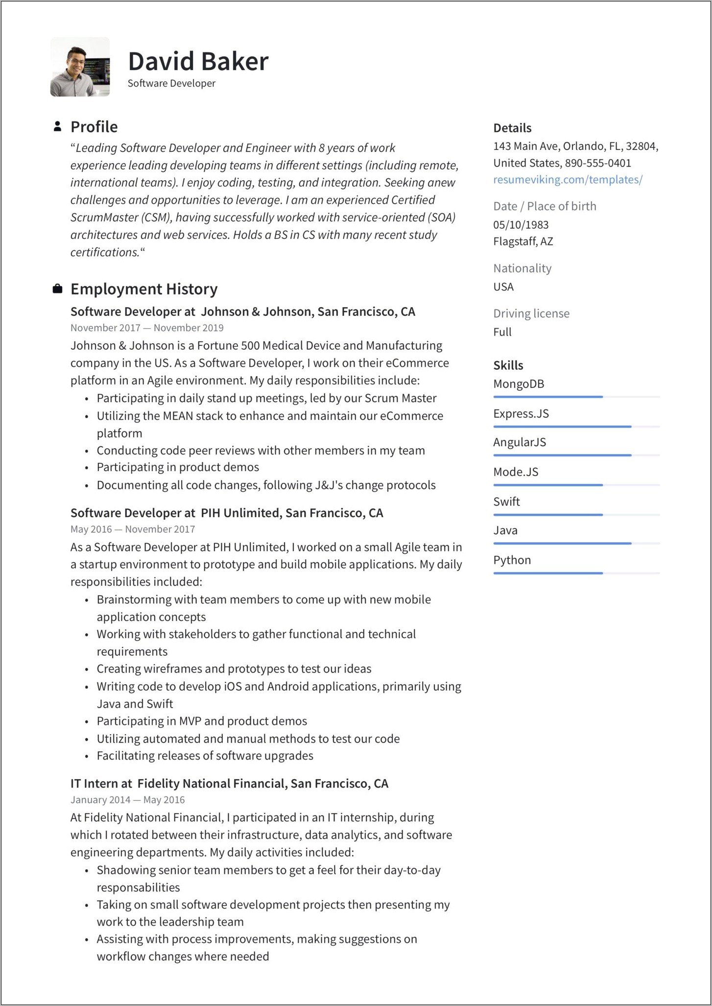 Php Developer Resume For 1 Year Experience Doc