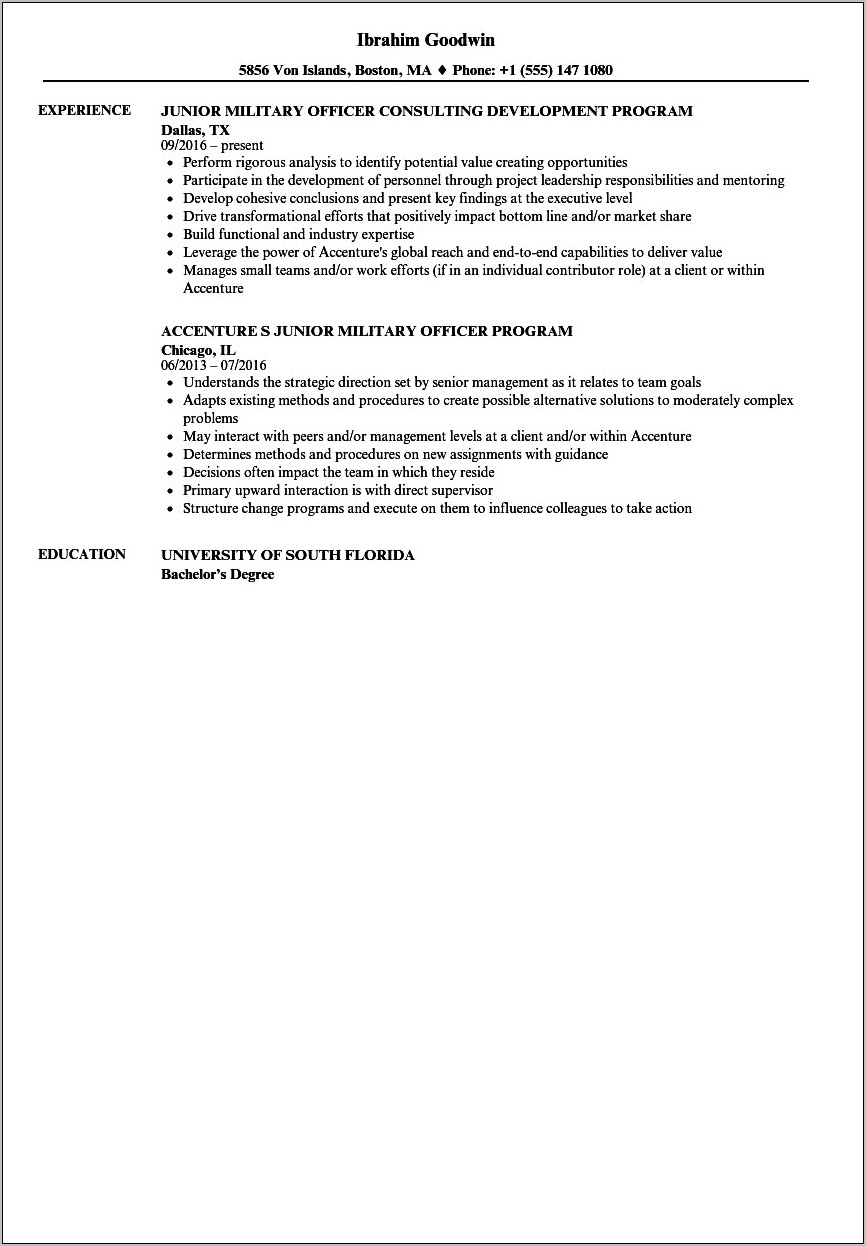 Police Officer Resume With Military Experience