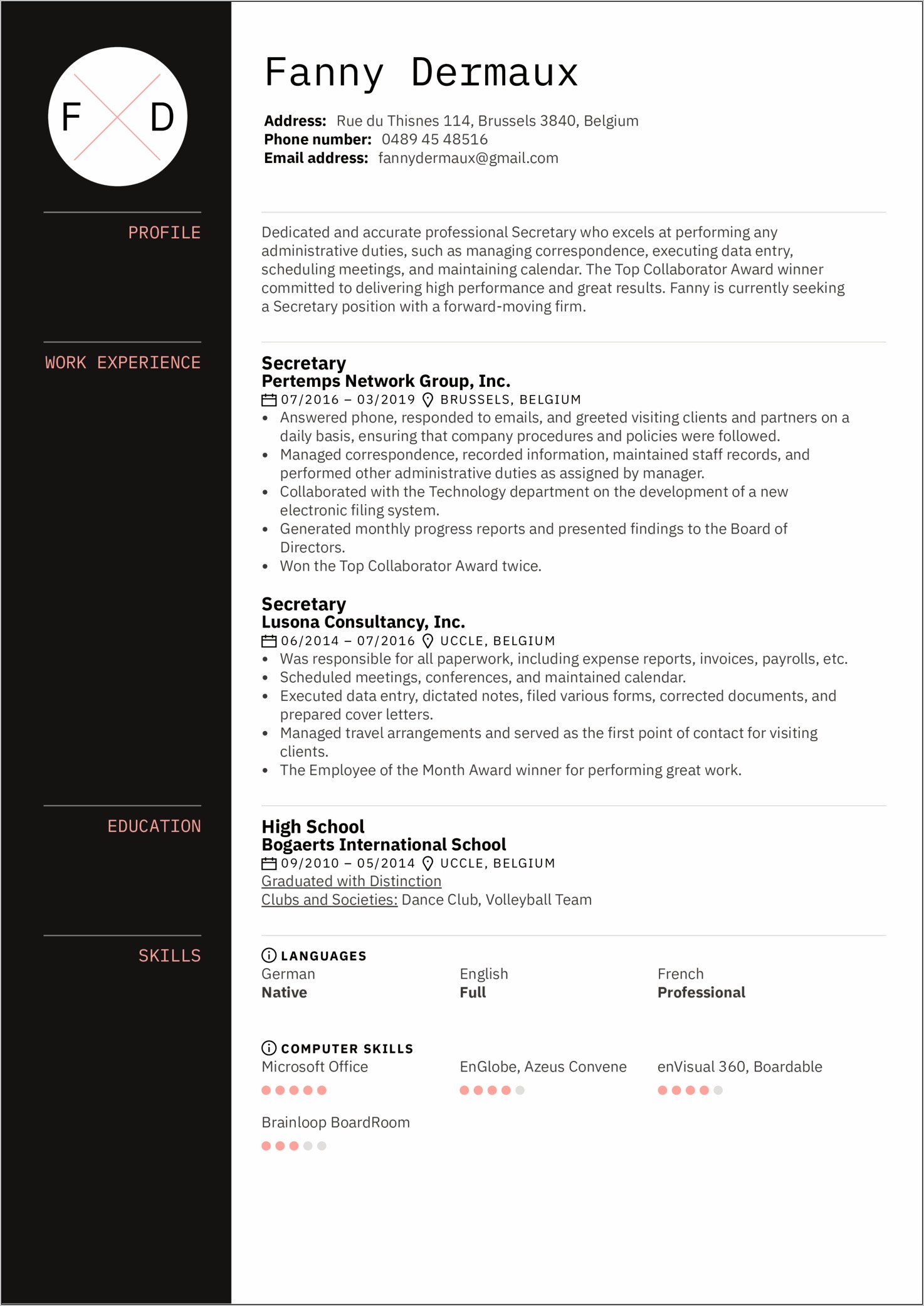 Position Applied For Resume Sample