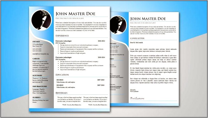 Powerpoint 2 Page Resume Templates Free Download