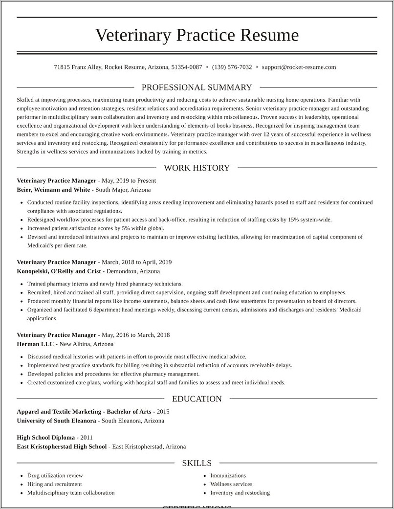 Practice Administrator Resume Summary Examples