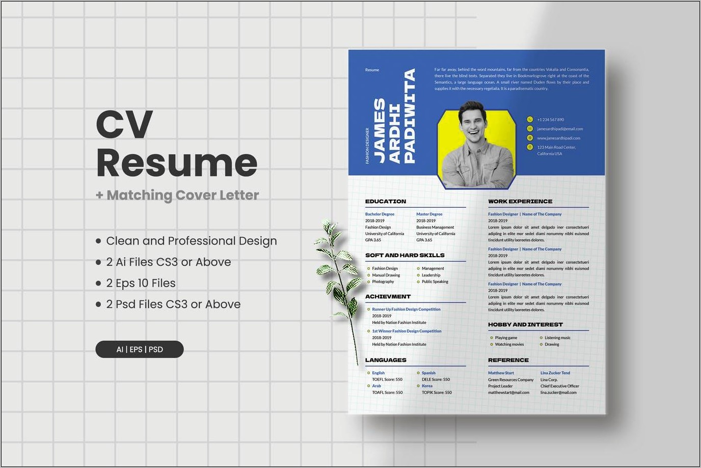 Premium Cv Resume Psd Template With Cover Letter