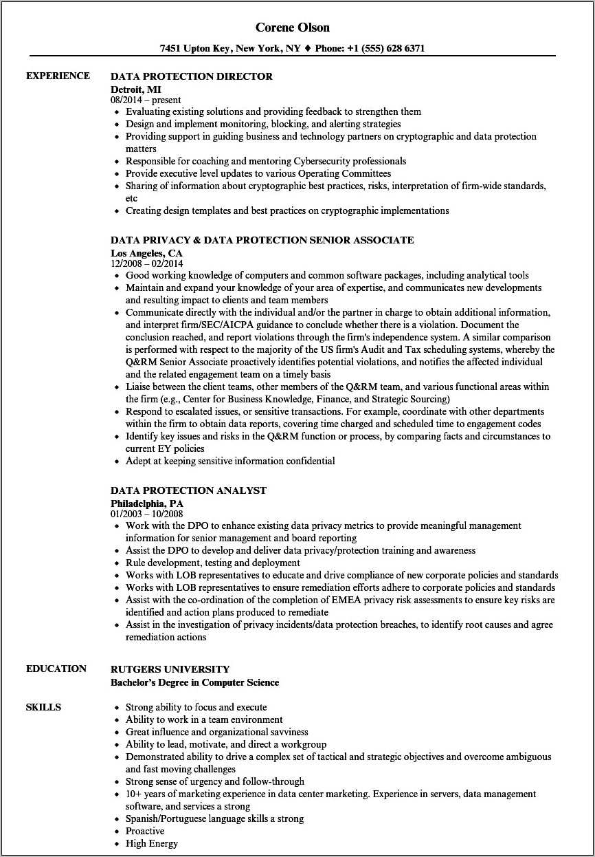 Privacy Protection Application To Job Resume
