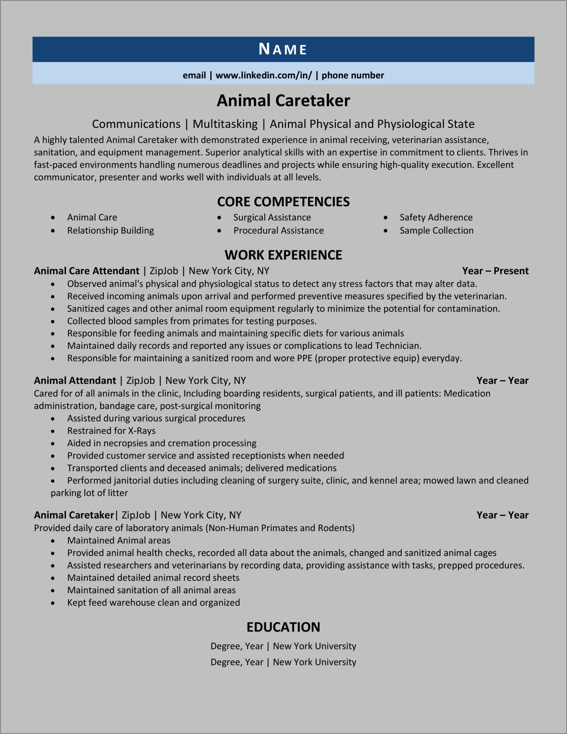 Private Caregiver Job Description For Resume