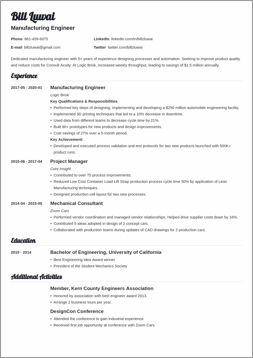 Product Engineer Resume Examples Automotive Supplier