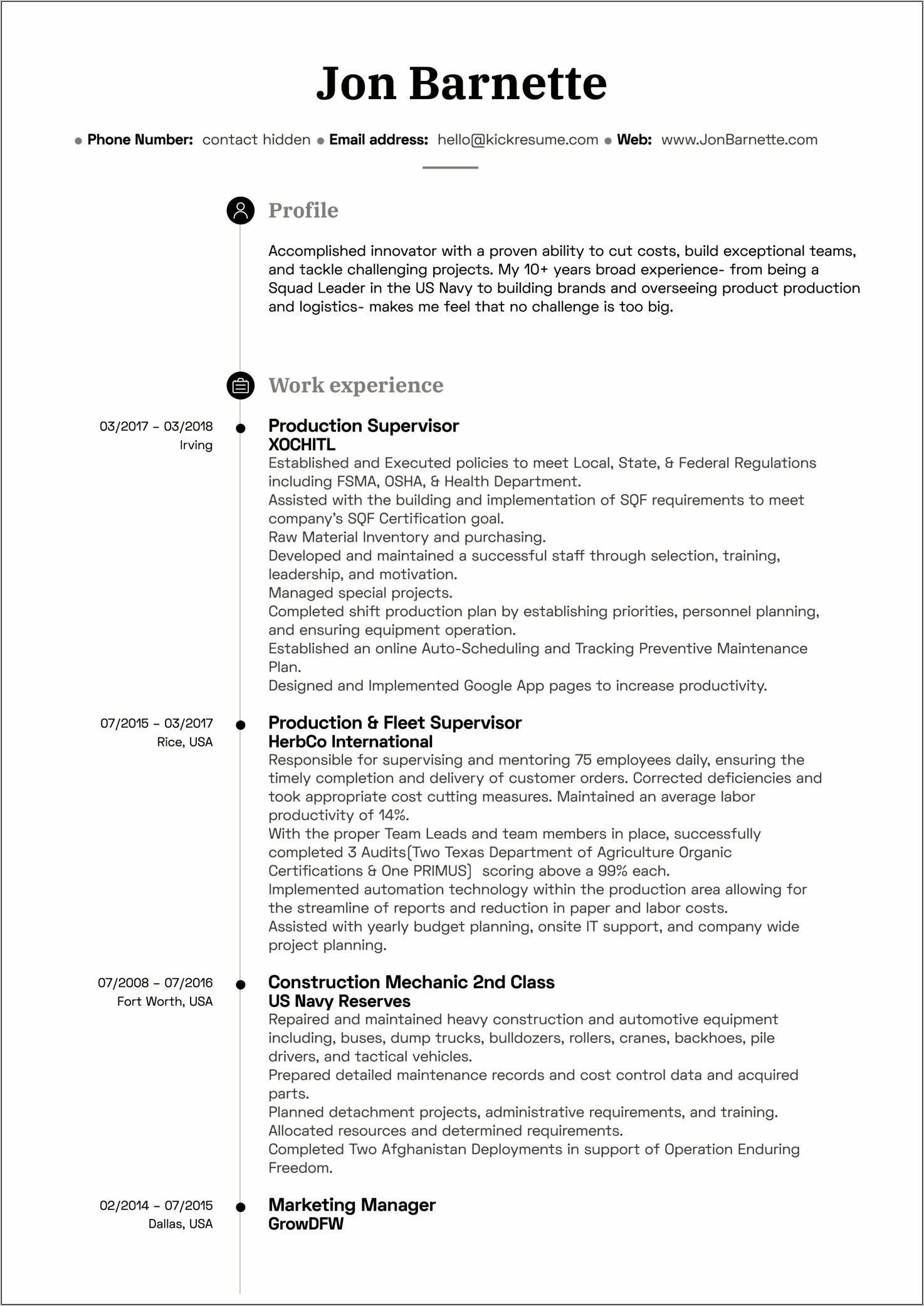 Production Manager Job Responsibilities Resume