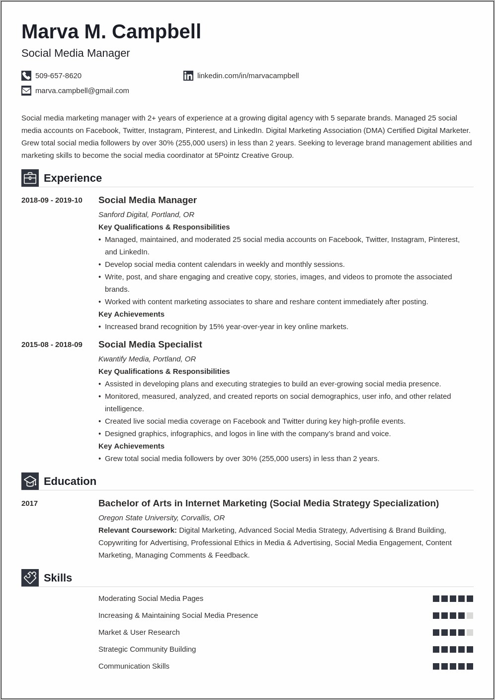 Professiona Summary For Resume For Media Specialist