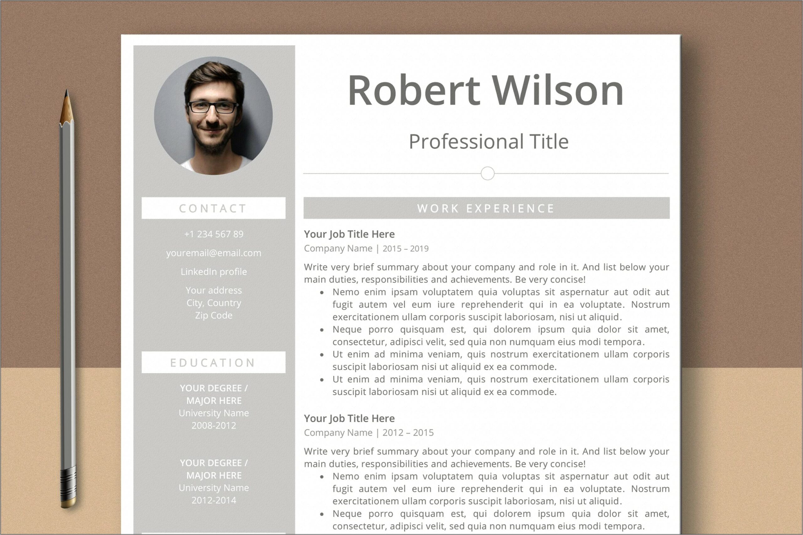 Professional Biography Template Education Section Of Resume