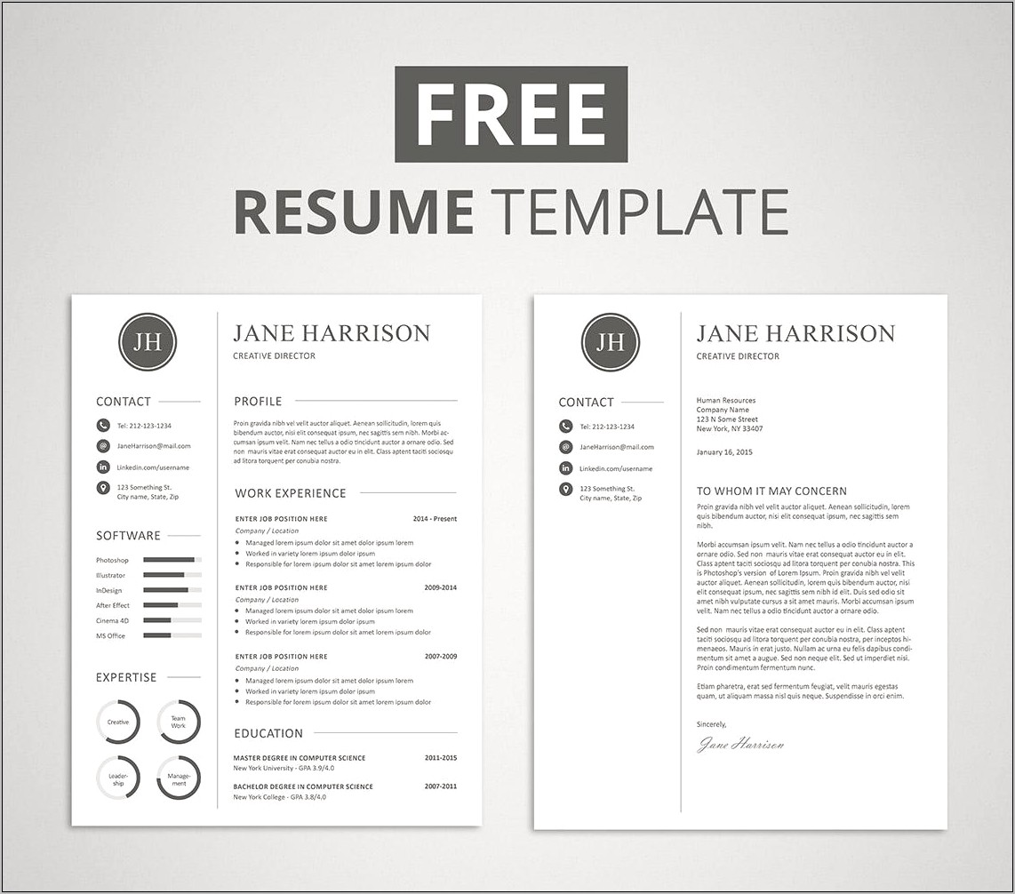 Professional Cv Resume Psd Template With Cover Letter
