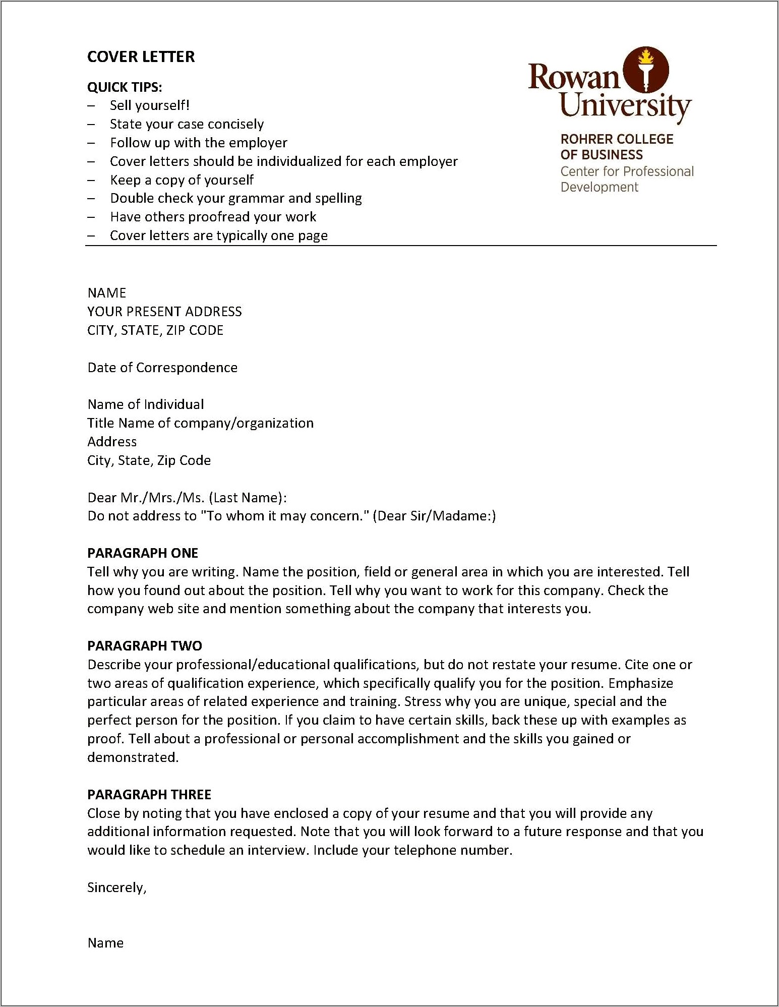 Professional Format Of Resume And Cover Letter