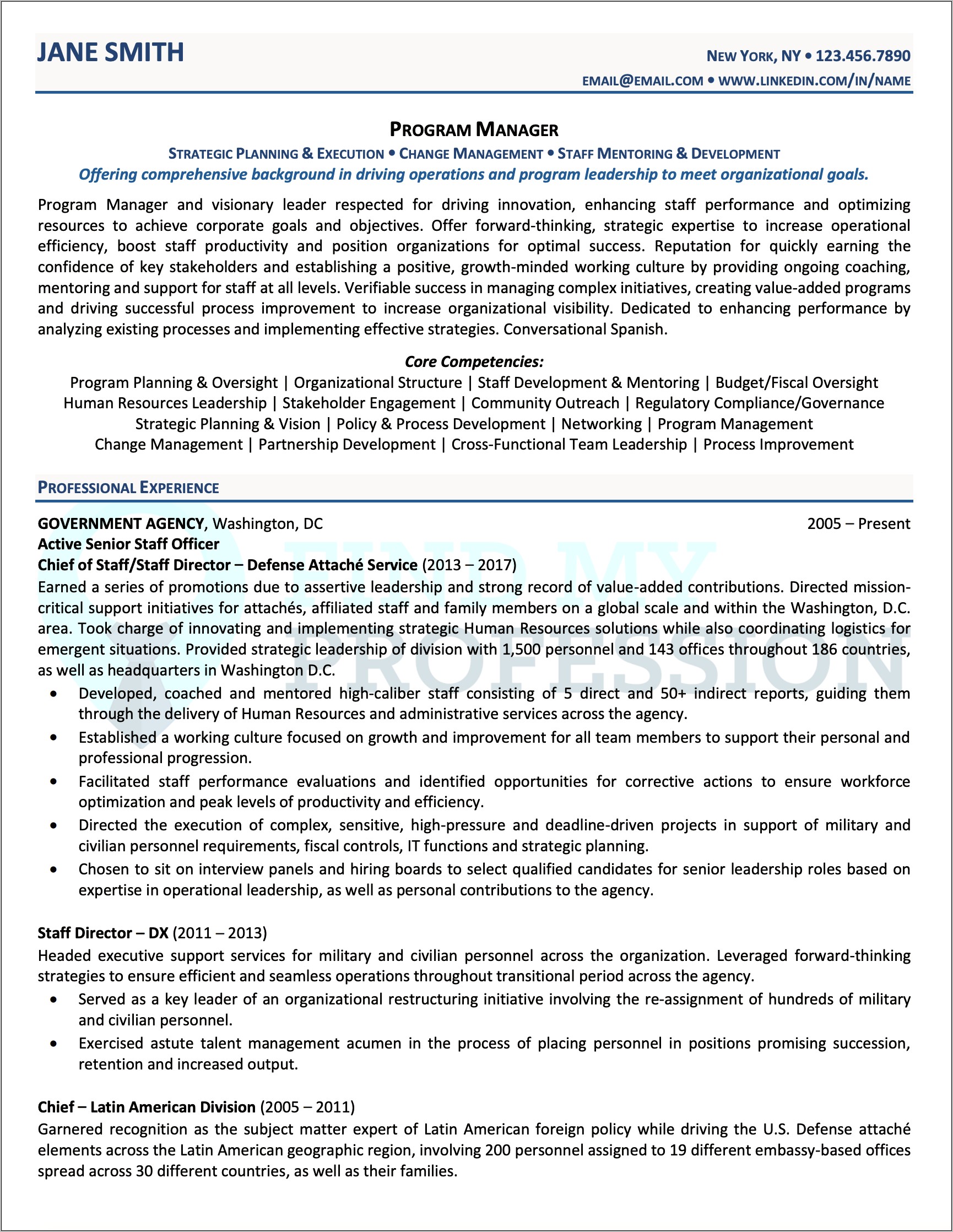 Professional Resume Examples For Executive Management
