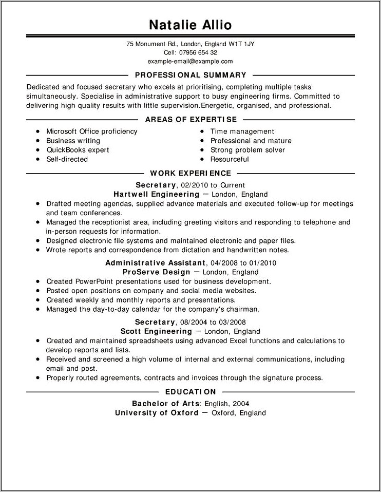 Professional Resume Examples For Professional Jobs
