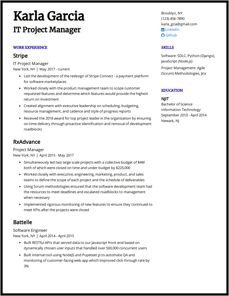 Professional Resume For A Senior Manager Engineering