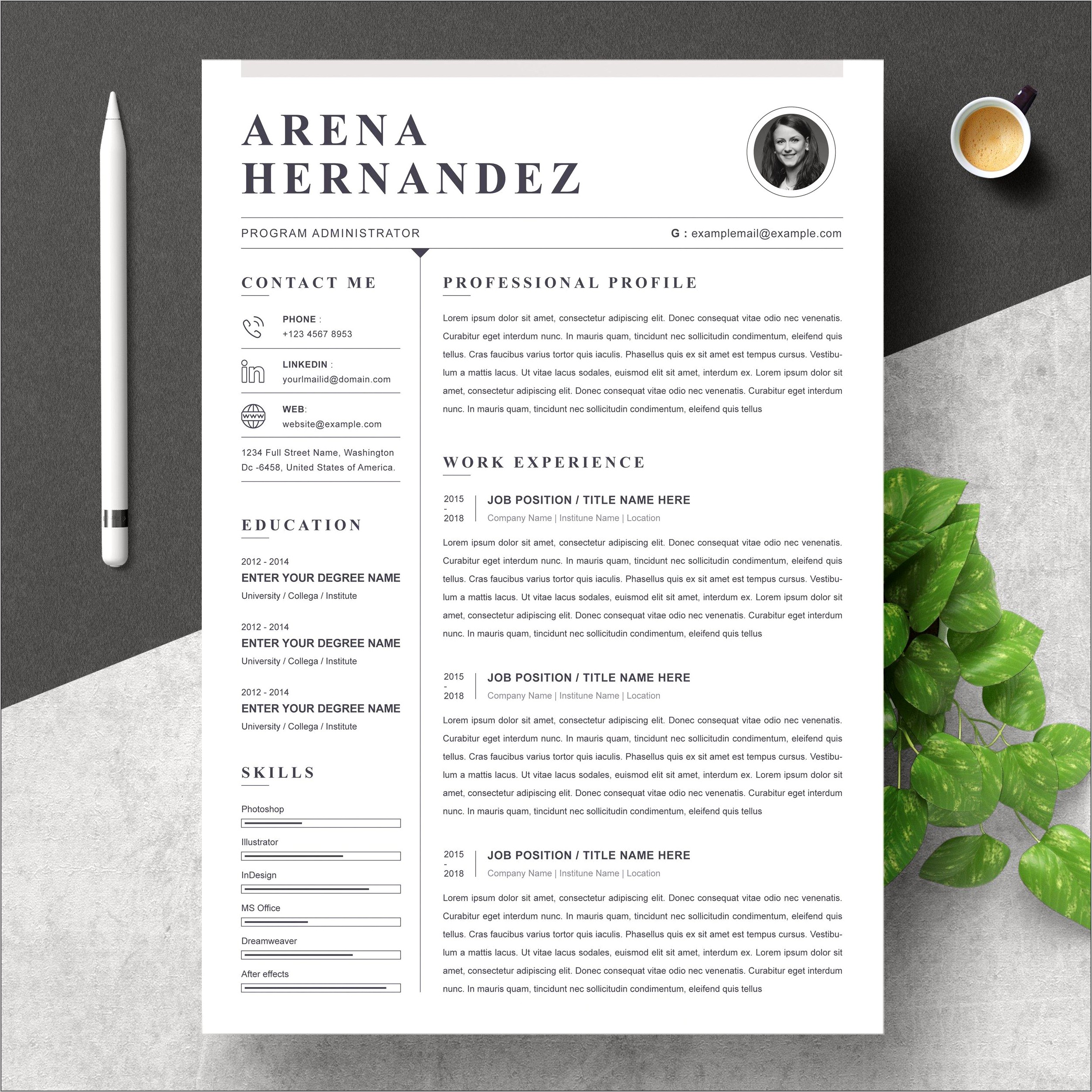 Professional Resume Modern Free Word Template