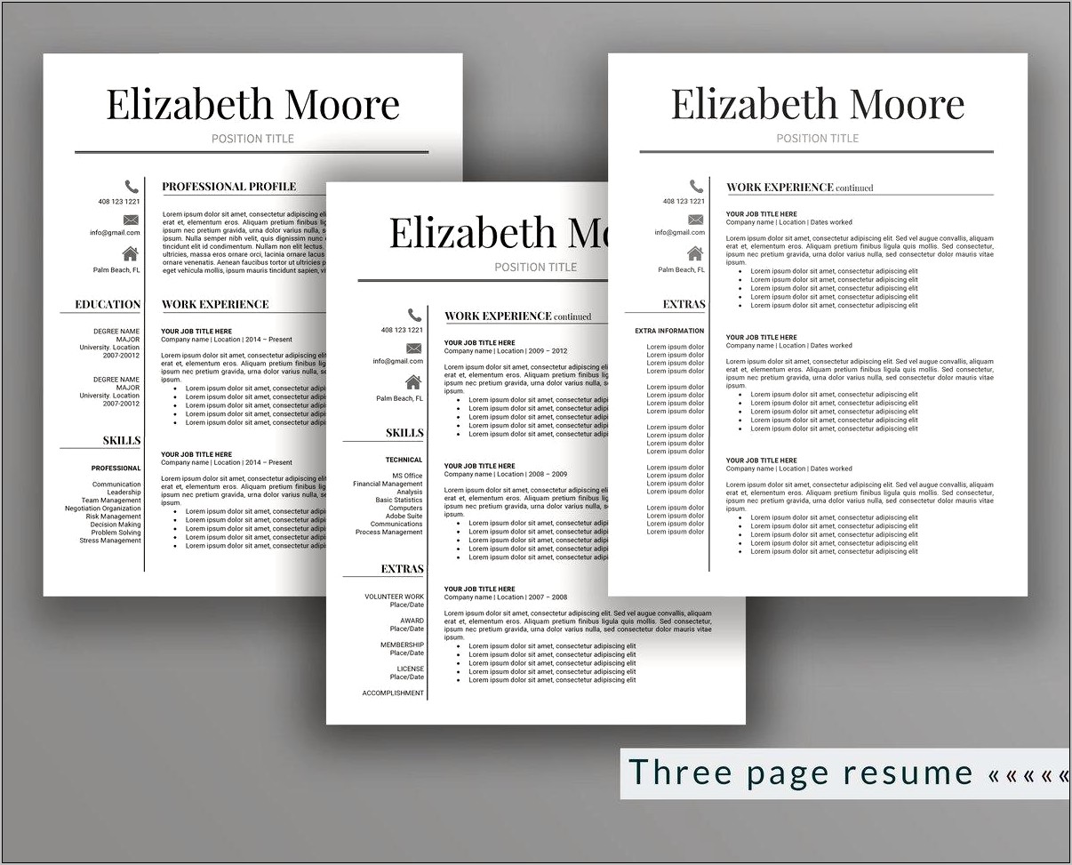 Professional Resume Template Elizabeth Moore Free