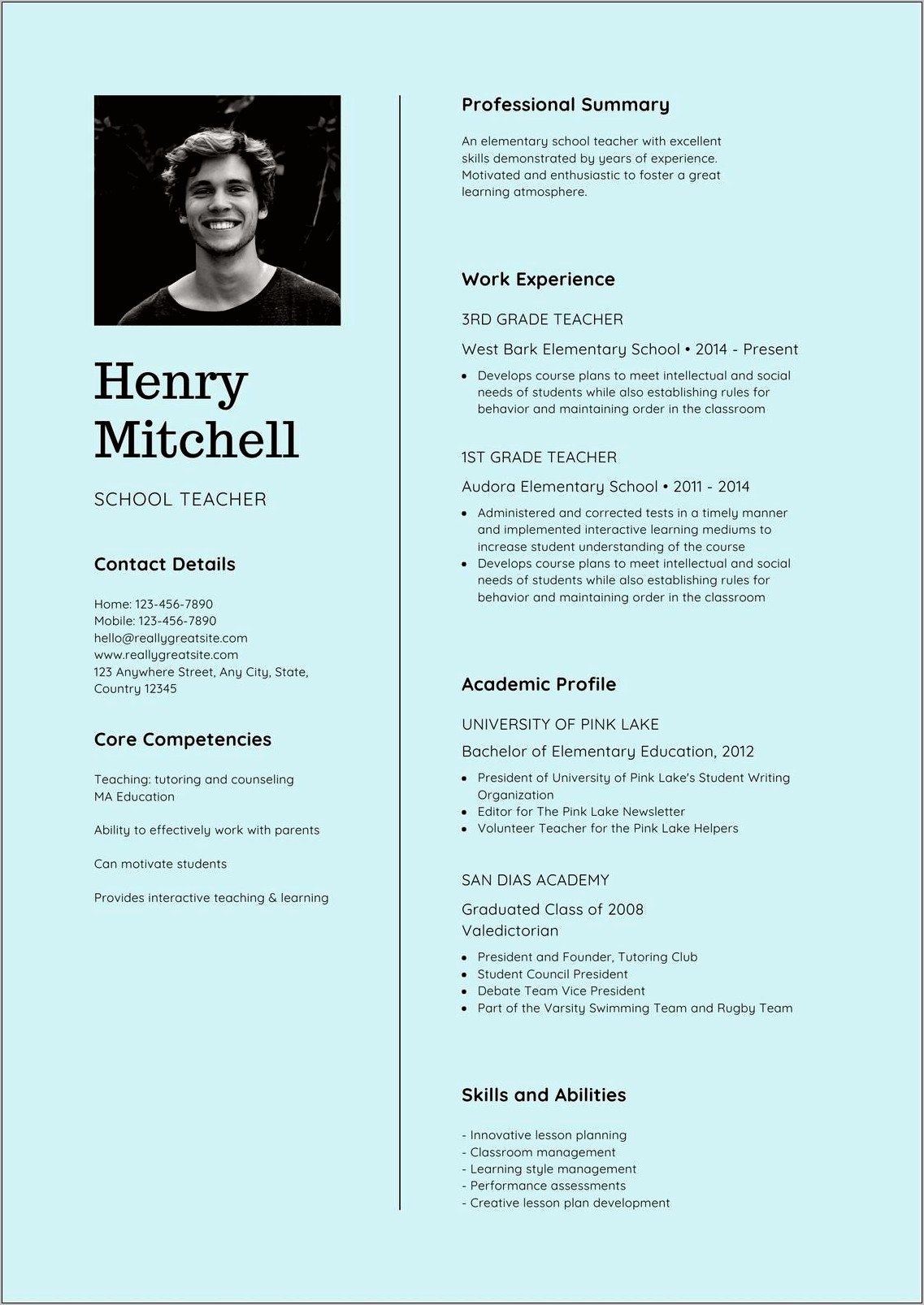 Professional Resume Template For Academic Employment