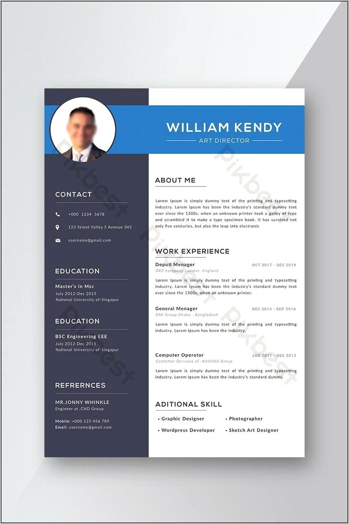 Professional Resume Template With Photo Free Download