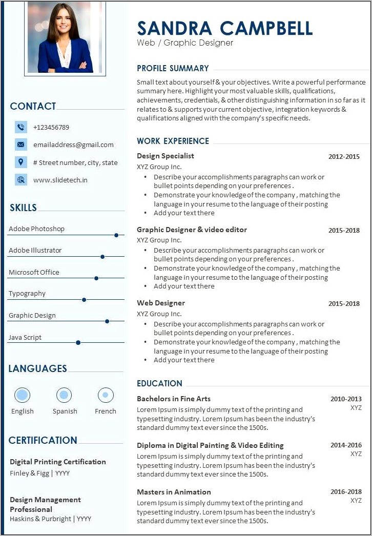 Professional Resume Template With Professional Summary