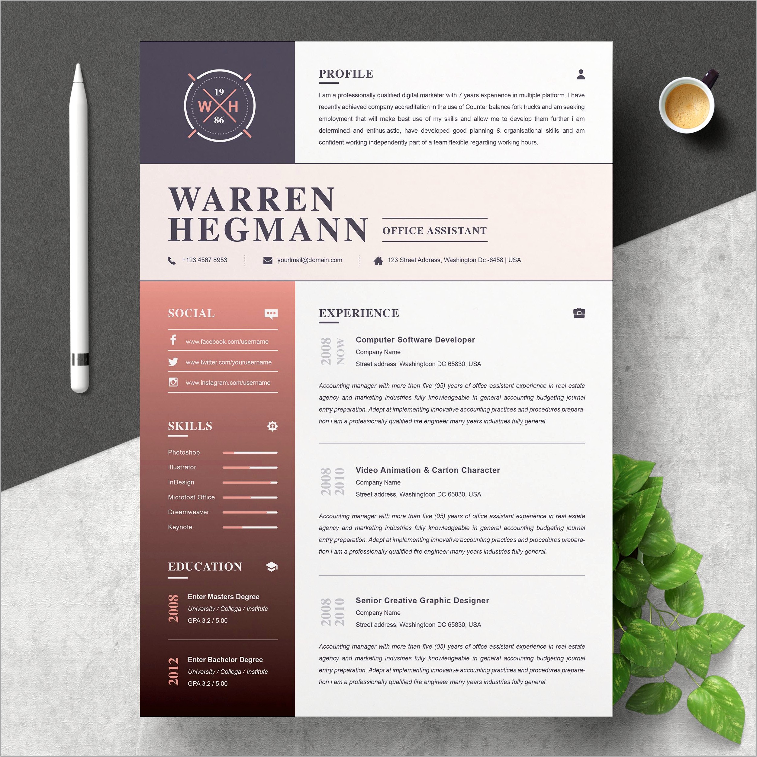 Professional Resume Templates 2019 Free Download