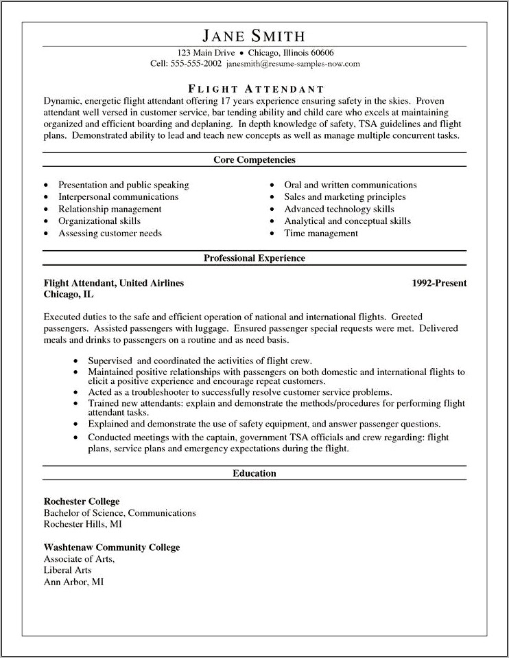 Professional Resume With Core Competencies Example