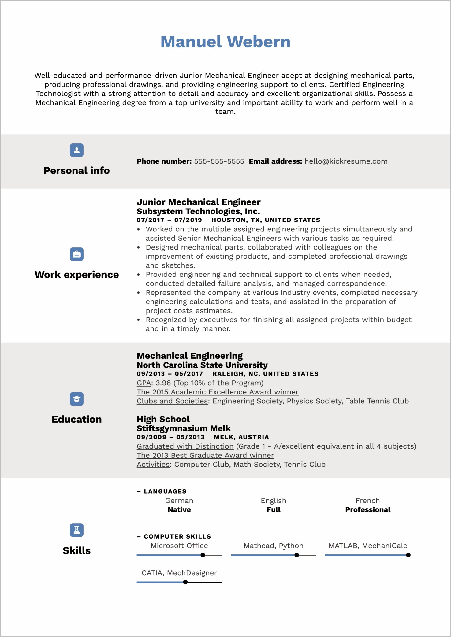 Professional Resume Words For A Test Technician