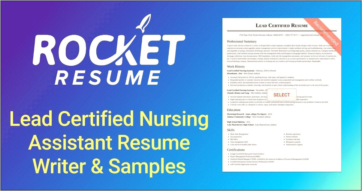 Professional Summary Examples For Resume Cna