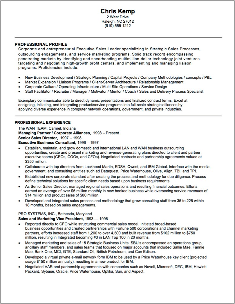 Professional Summary For Resume For Sales