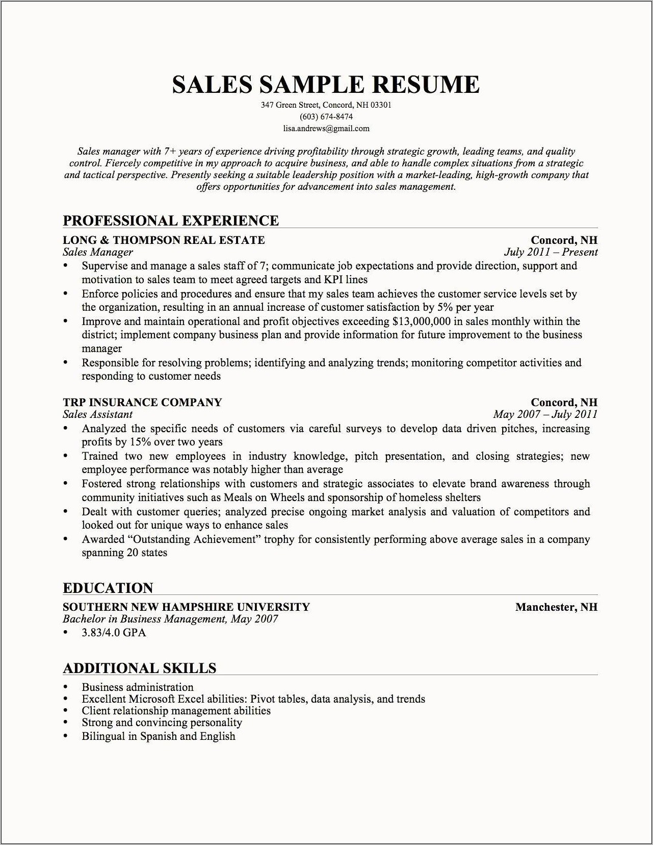 Professional Summary Healthcare Administration In Resume