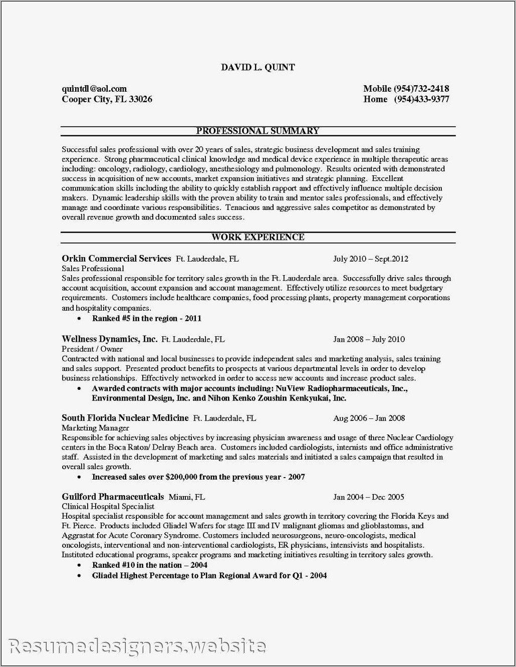 Professional Summary In Resume For Sales