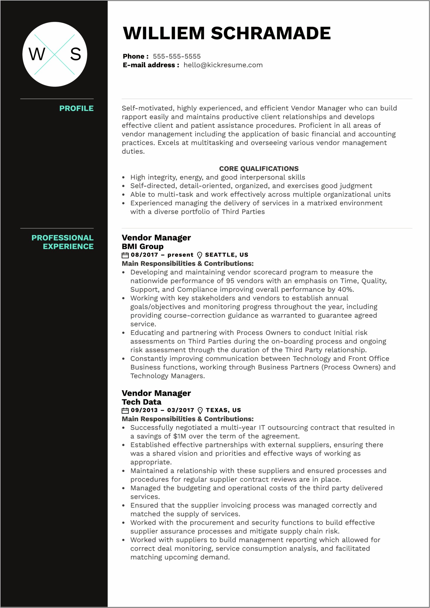 Professional Summary On Manager's Resume