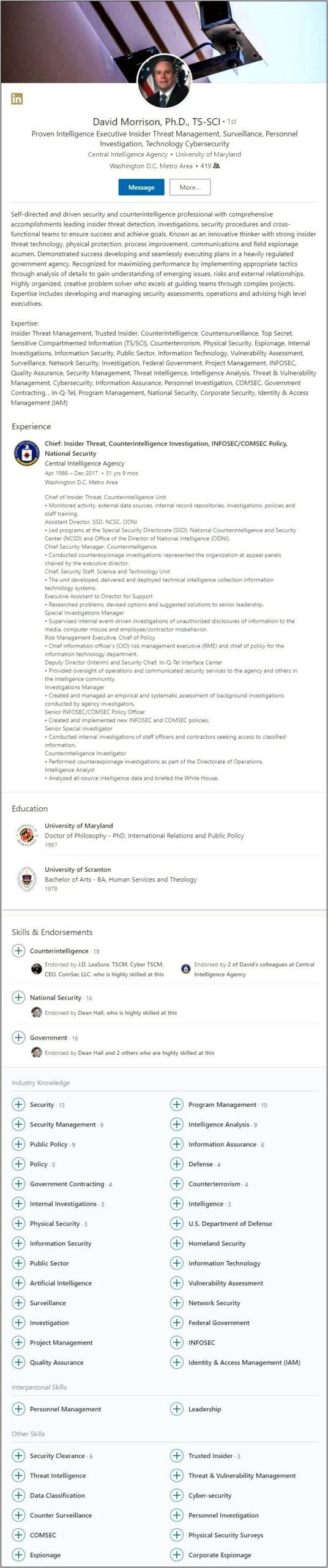 Profile Example On Resume For Law Enforcement