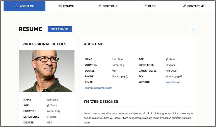 Profyl Personal Vcard Resume Html Template Free
