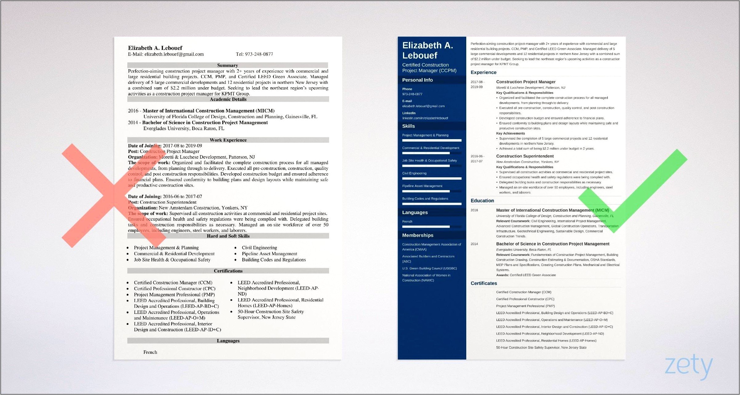 Project Manager Contractor Sample Resume