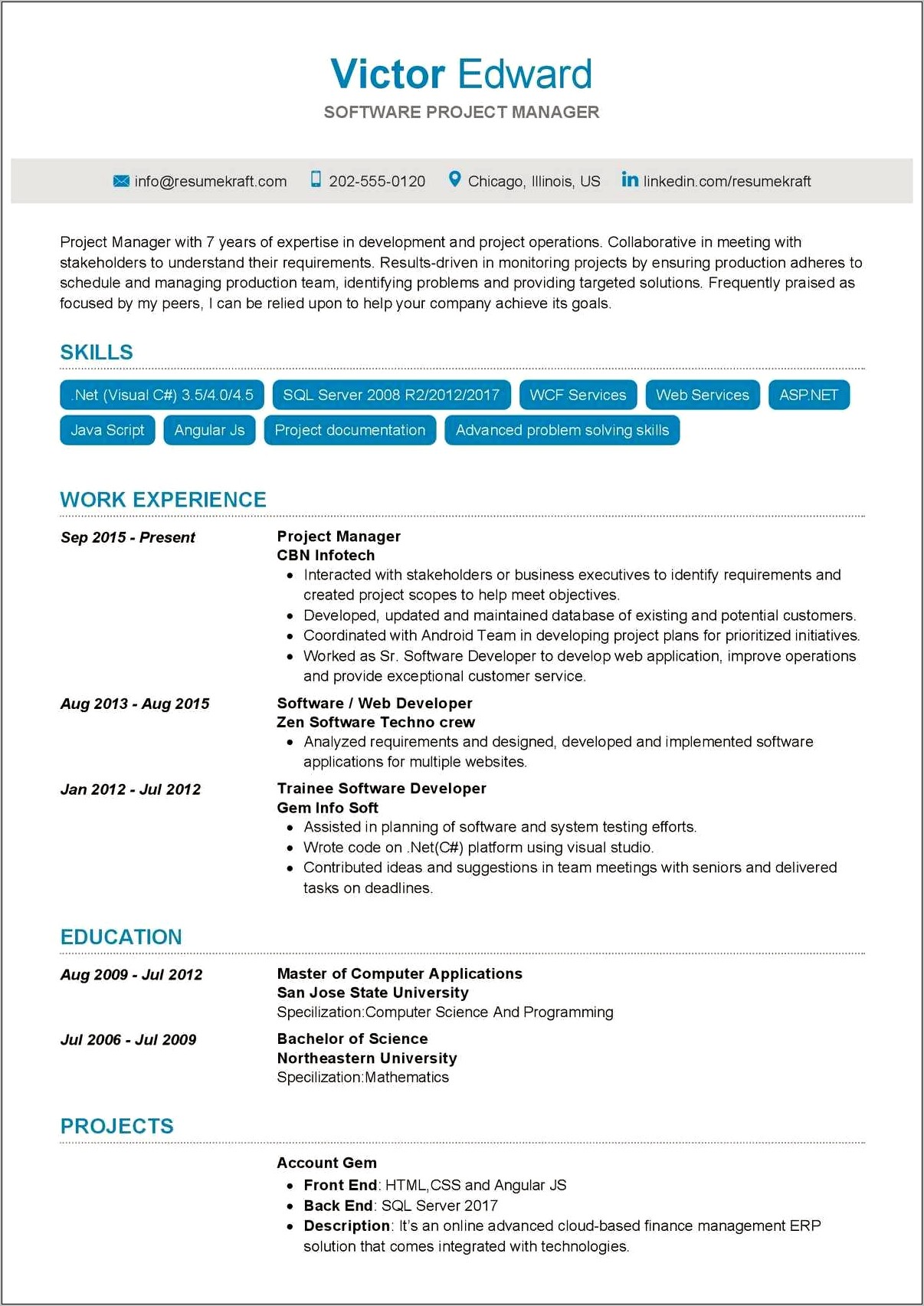 Project Manager Skills And Competencies Resume