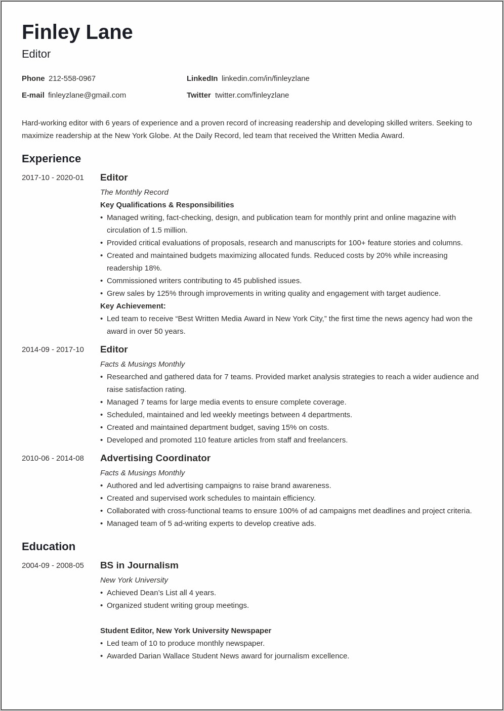 Proofreading Resume With No Work Experience