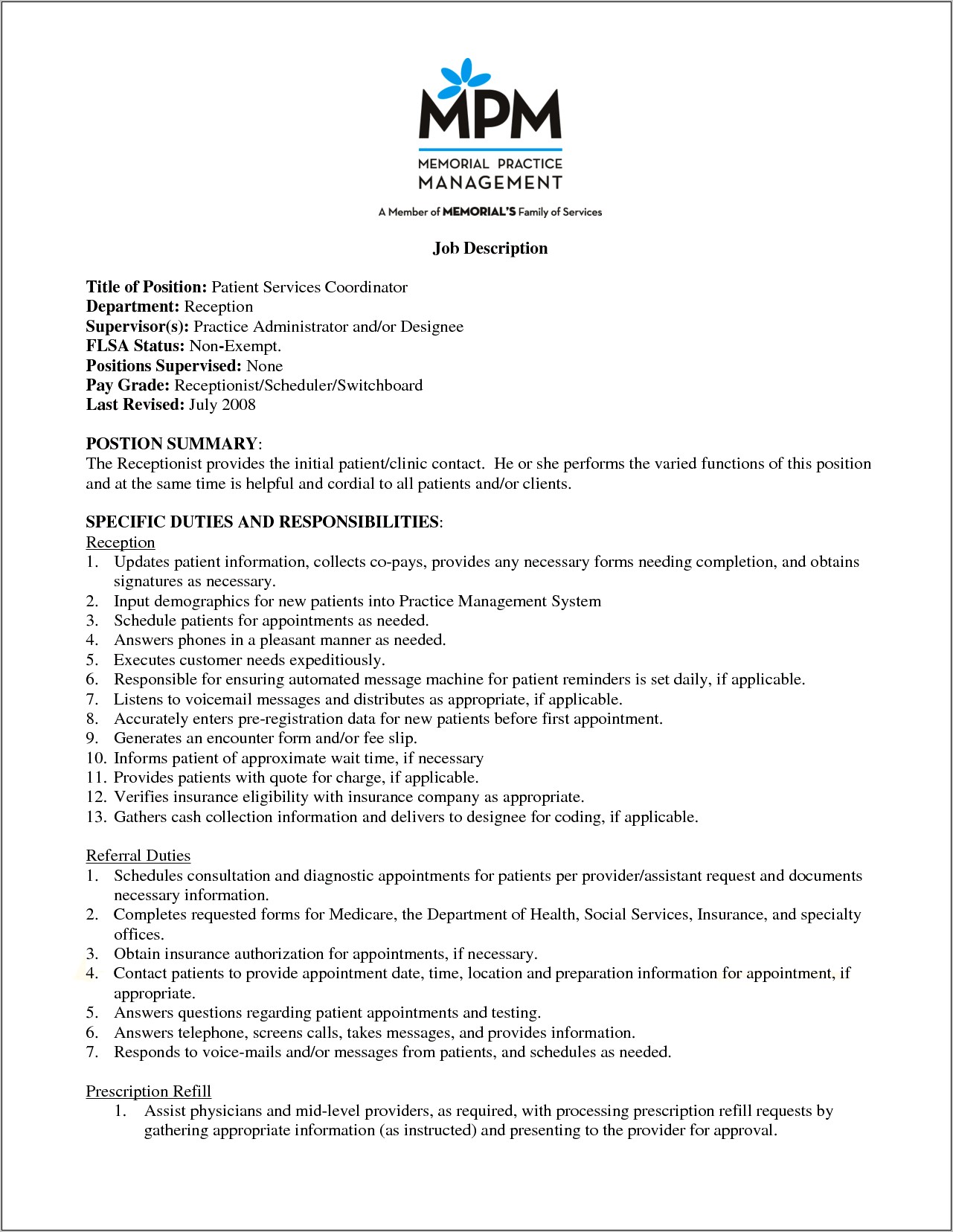 Public Health Coordinator Job Description Resume
