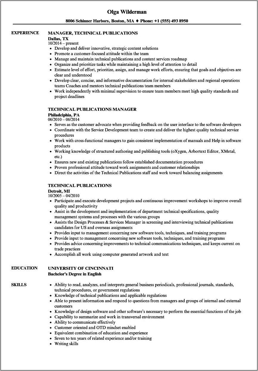 Publications On A Resume Sample