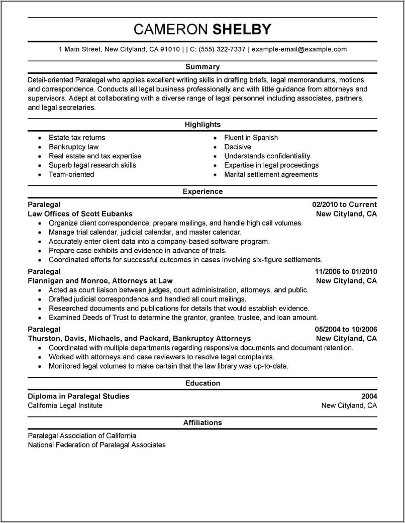 Put Legal Research On A Resume