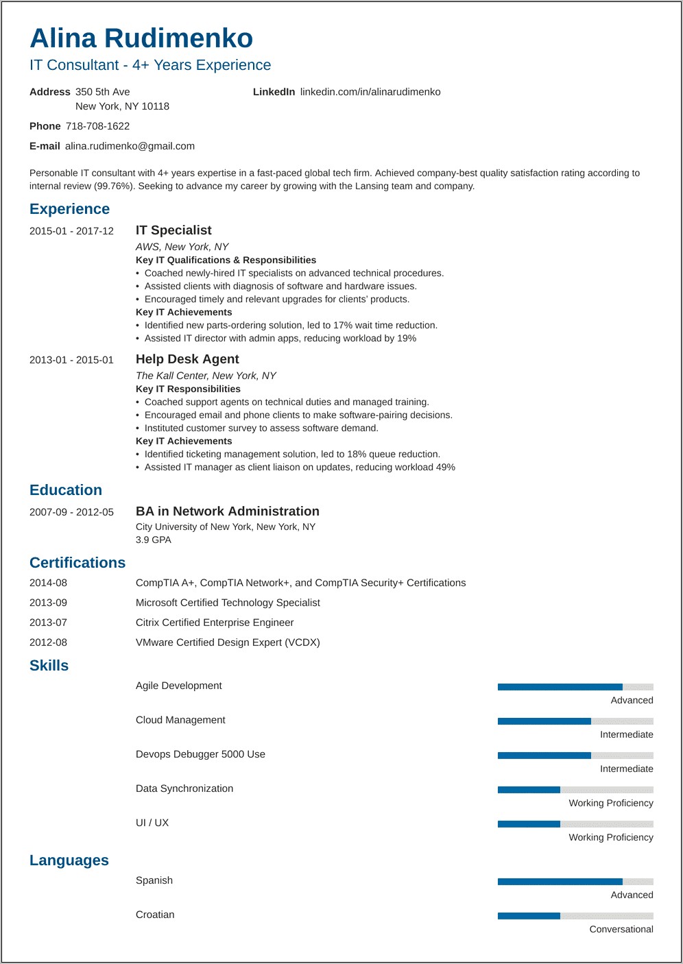 Put Things In Your Information Technology Resume