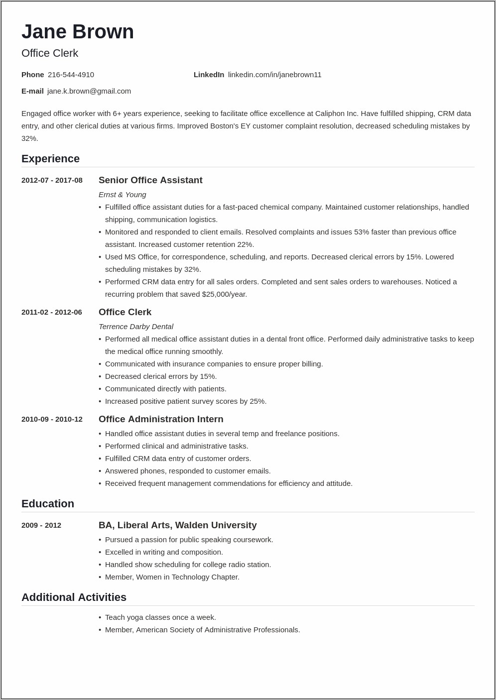 Putting City Year On Resume Example