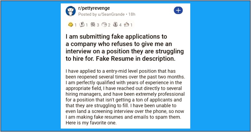 Putting Fake Jobs On Resume Reddit