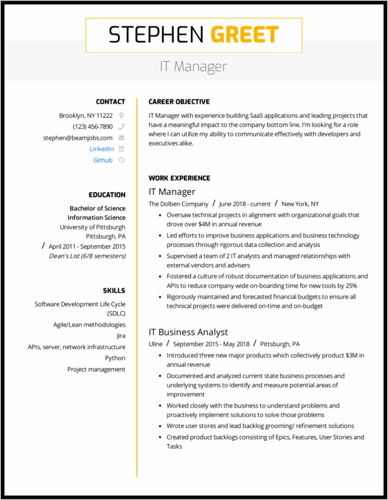 Python With Networking Expirence Sample Resume