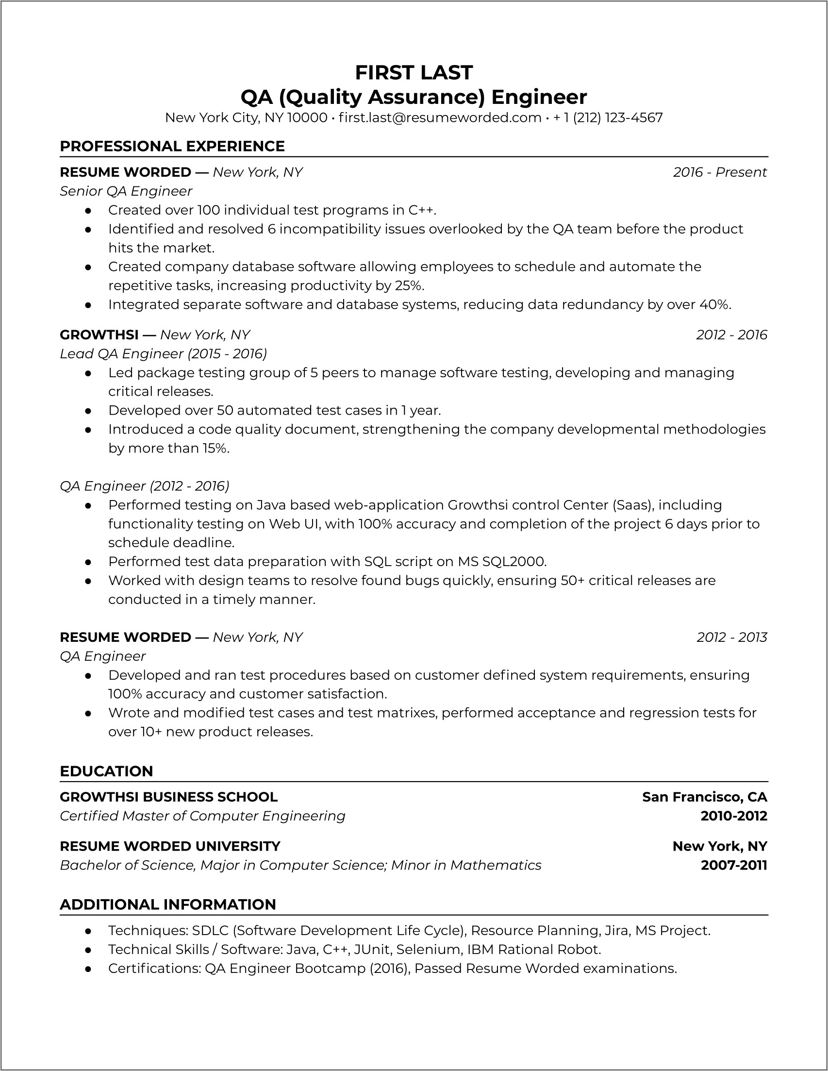 Qa Resume With Web Services Experience