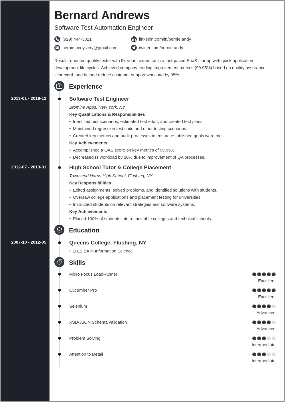 Qa Tester With Mulesoft Sample Resume