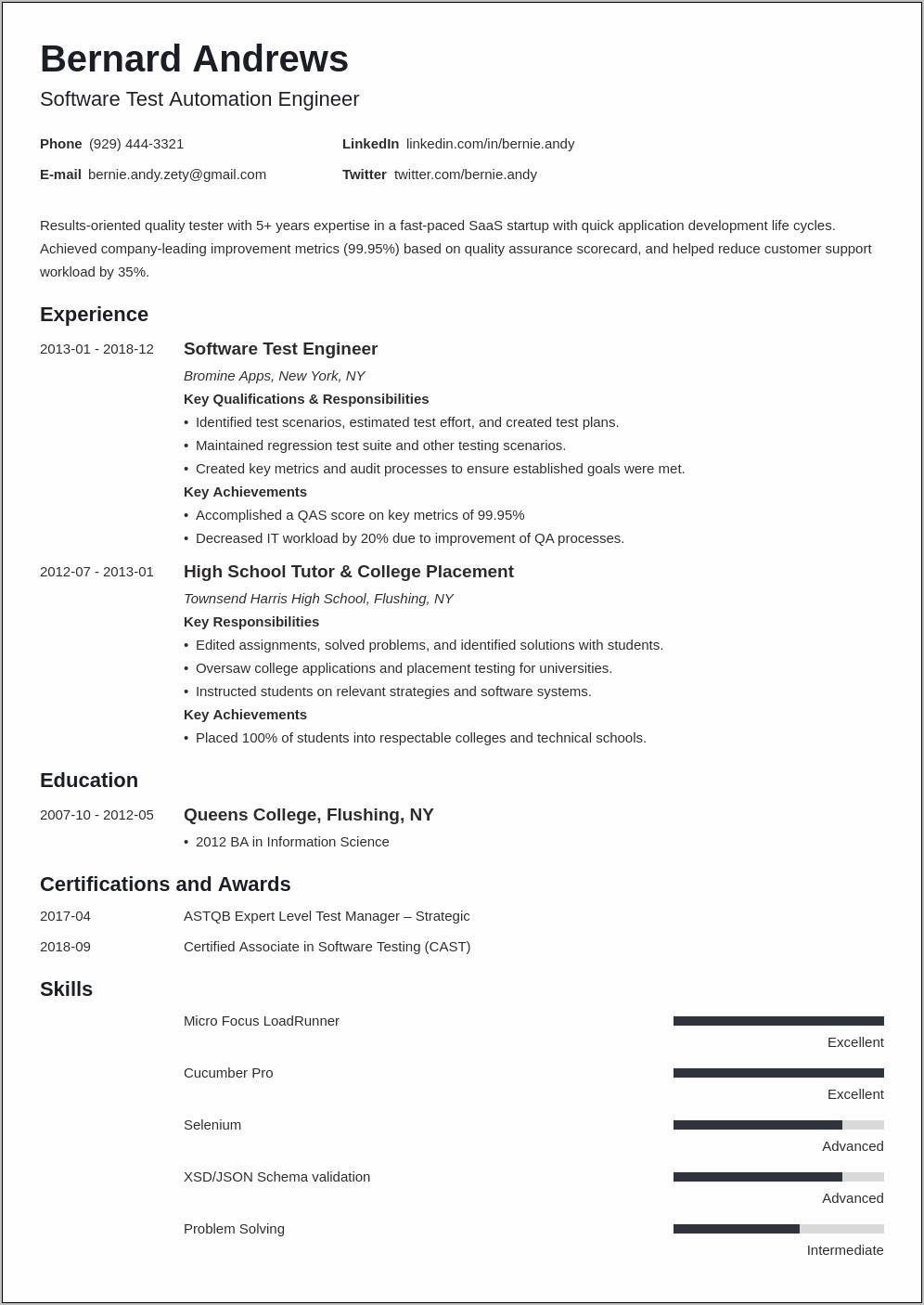 Qa Testing Resume With Q Test Manager
