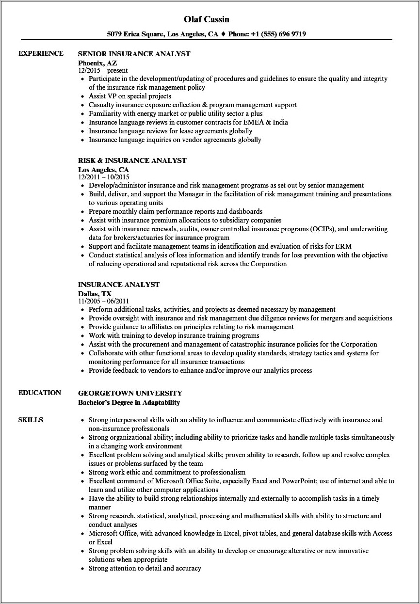 Qa With Life And Annuity Experience Resume